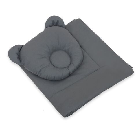 Ropa de cama para bebé con relleno, edredón y almohada con forma de osito - Conjunto de 2 piezas - antracita (1/5)