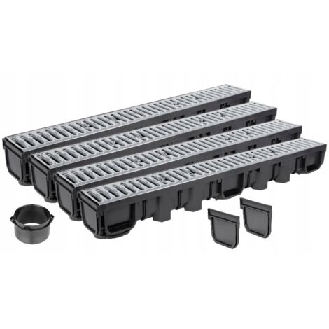 DRENAJE LINEAL H105 Rejilla GALVANIZADA hasta 1,5 toneladas A15 SET 4m AQUER