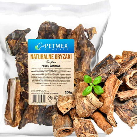 Delicadeza, masticable natural para perros: Pulmón de res Petmex, 200 g.
