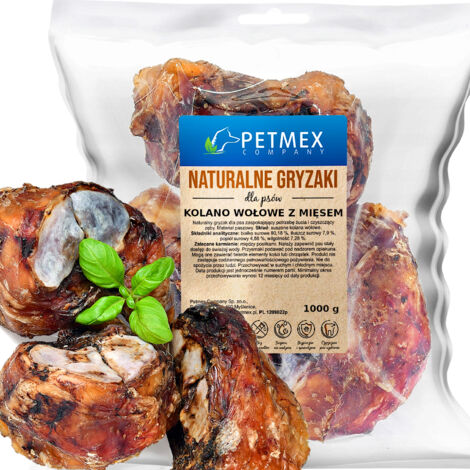 Delicia, masticable natural para perros Rodilla de Res con Carne Petmex 1 kg (1/3)