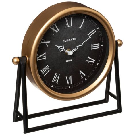 Reloj de mesa «Luca» - metal - negro y dorado 26 x 26 cm - Atmosphera créateur d'intérieur
