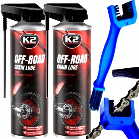 x K2 LUBRICANTE OFF-ROAD PARA CADENA DE BICICLETA + CEPILLO