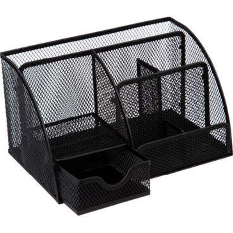 Havi ORGANIZADOR DE ESCRITORIO METAL negro 6 compartimentos con cajón