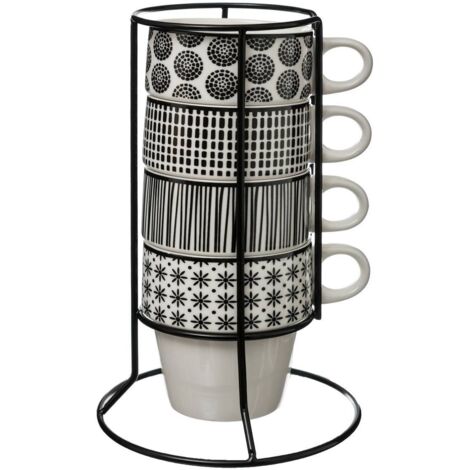 Juego de 4 TAZAS Bohemia CON SOPORTE 260 ml CERÁMICA (1/5)