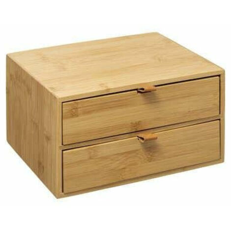 Caja 2 cajones correas cuero bambú - 5five