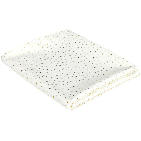 MANTEL 140x250 cm Estrella Dore FABRICADO EN POLIÉSTER blanco con dibujos dorados (1/5)