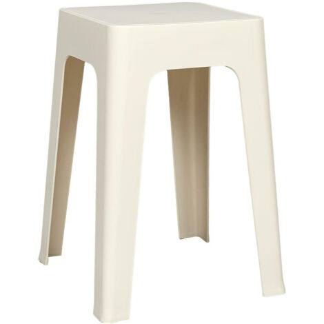 Taburete minimalista de plástico color crema Spectra, 34,5 x 47 cm (1/3)