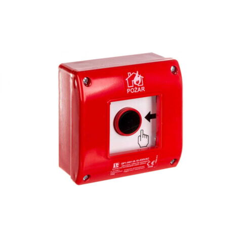 Pulsador de alarma de incendios manual, montaje en superficie, contacto 1ZLED 230 V CA OP1W01B10230