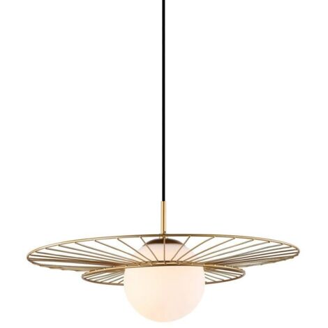 Italux Alison - Lámpara colgante moderna dorada 1 luz con pantalla blanca, E27