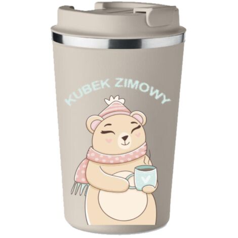 Taza térmica premium con estampado TAZA DE INVIERNO lindo OSO DE PELUCHE 350 ml KT076 (1/5)