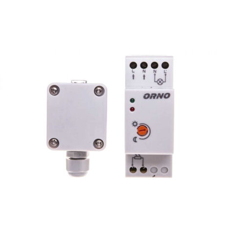 Sensor crepuscular para carril DIN con sonda externa en caja 3000W 2100lx IP65 IP20 ORCR231