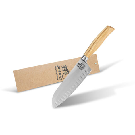 Shiori 撓 Hamburg Santoku - Cuchillo de chef universal y multiusos fabricado en acero alemán 1.4116 (1/4)