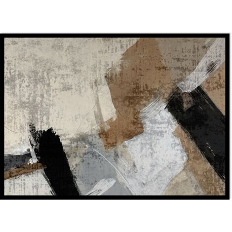 CARTEL DE PINTURA 50x70cm Pintura Beige Acuarela Minimalismo Abstracto Blanco