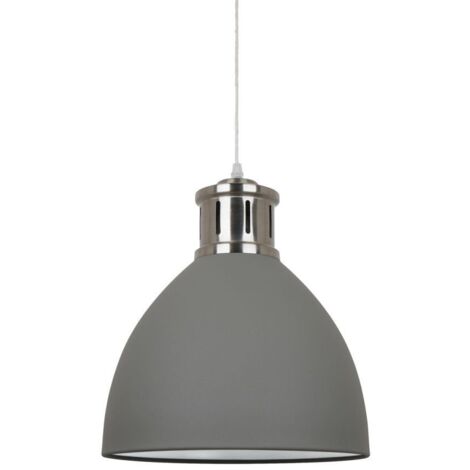 Italux Lola - Lámpara colgante industrial y retro níquel satinado gris 1 luz con pantalla gris, E27 (1/2)