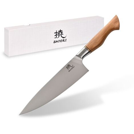 Cuchillo de chef profesional Shiori 撓 Shibuki Sifu fabricado en acero sandvik 14C28N (1/4)