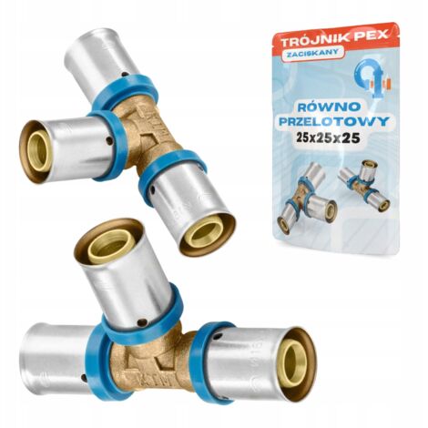 Conector Pex en T de 25 x 25 x 25, prensado, de diámetro igual, prensa sólida