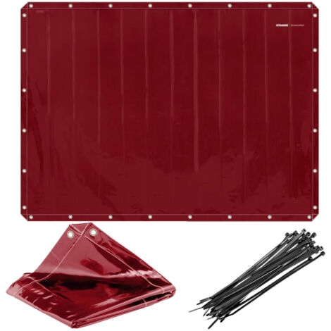 Pantalla de cortina protectora para soldadura 239 x 175 cm - roja (1/4)
