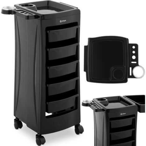 Carrito de peluquería con soporte para secador, 5 cajones, estante 485 x 380 mm (1/5)
