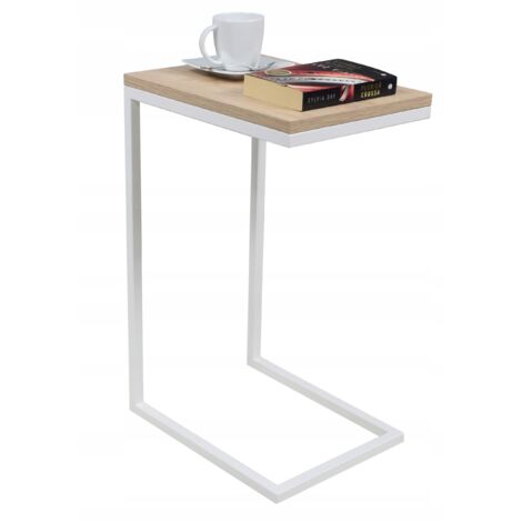 Mesa auxiliar fabricada con perfiles de Roble Sonoma Blanco Mate
