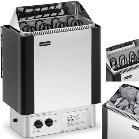 Calentador de sauna eléctrico con control integrado 5-9 m3 hasta 110 °C 400 V 6 kW (1/5)