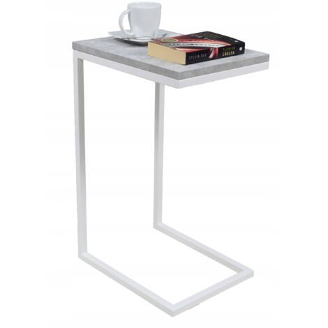 Mesa auxiliar fabricada con perfiles de Hormigón Claro Blanco Mate (1/4)