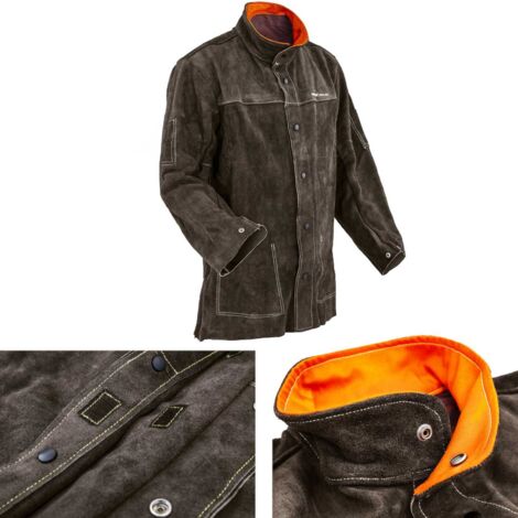 Chaqueta de soldadura de cuero resistente y protectora, talla M. (1/5)