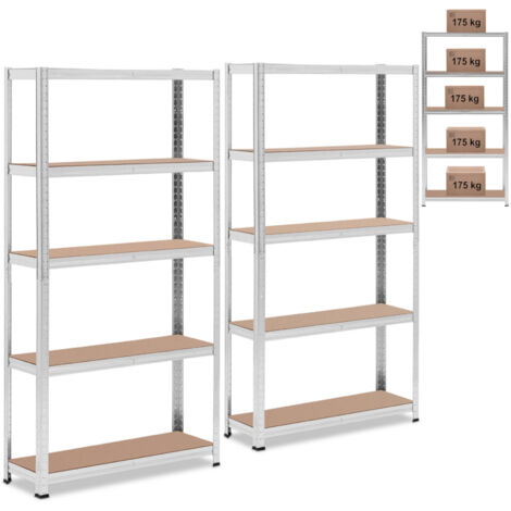 Estantería metálica de almacenaje 5 estantes 875 kg 90 x 30 x 180 cm gris 2 uds. (1/5)