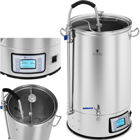 Marmita de puré para producción de cerveza, acero inoxidable, 2500W, LCD, 60L (1/5)