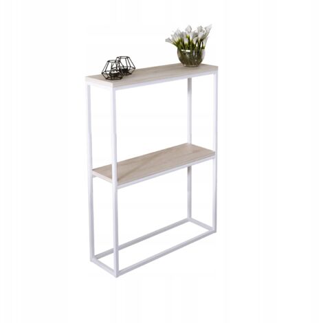 Consola doble recibidor 60x20 fabricada con perfiles 15x15 Roble Sonoma Blanco Mate (1/3)