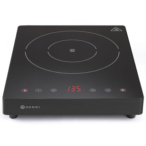 Cocina de inducción portátil con panel táctil, 1 zona de calentamiento, Black Line, diámetro 22 cm, 2000 W - Hendi 239391 (1/3)