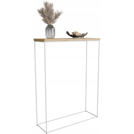 Consola de recibidor de alambre de 8 mm 60x20 Roble Artesano Blanco Mate