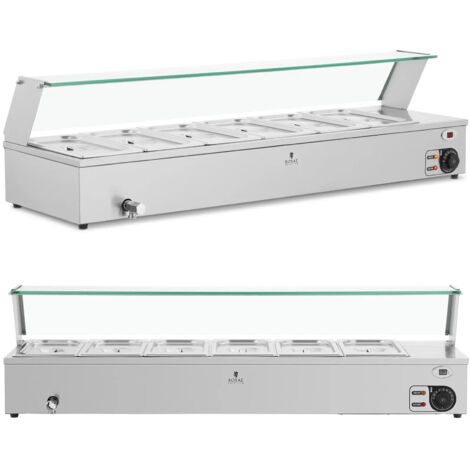 Calentador de alimentos tipo baño maría, buffet calentador con tapa 6 x GN 1/3 2100 W (1/5)