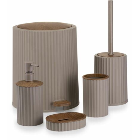 Conjunto de baño 5 piezas Roza beige/madera (1/5)