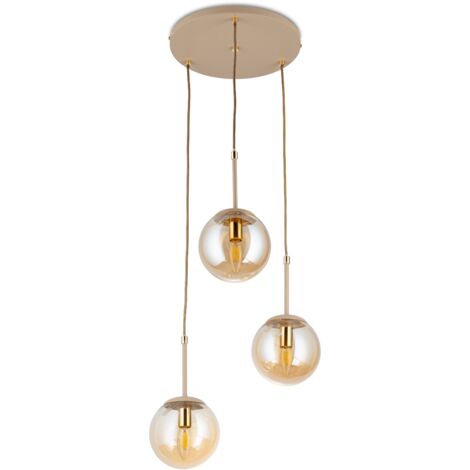 L谩mpara colgante de cristal Maro Beige 3xE14 36 (1/4)