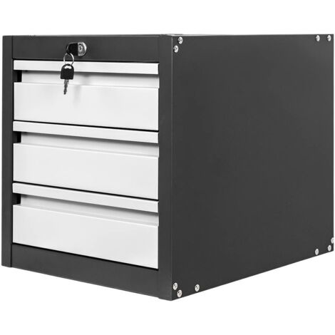 Armario de herramientas Mega-M para bancos de trabajo, 3 cajones, An-37 cm x Pr-48,6 cm x Al-50 cm, sistema 01 grafito/frente gris N