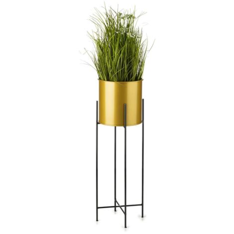 Soporte para flores con tapa 75 cm negro y dorado (1/5)