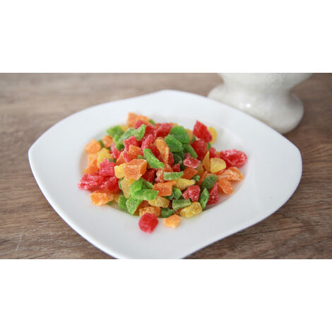Piña deshidratada en cubos de colores (1 kg)