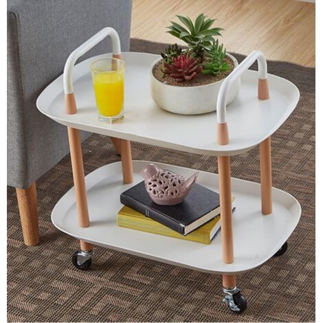 Mesa de centro rectangular con ruedas, resistente, de dos niveles ...