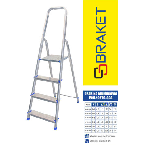 ESCALERA DE ALUMINIO INDEPENDIENTE 236 CM 7 PELDAÑOS + PLATAFORMA - BR-00-1207
