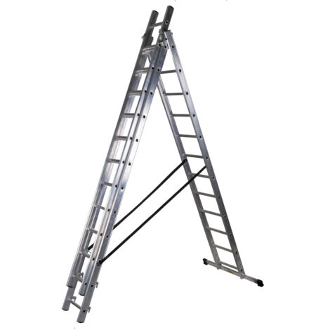 ESCALERA DE ALUMINIO DE 3 ELEMENTOS 714 CM 12+12+12 PELDAÑOS - BR-00-4212