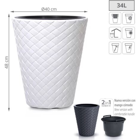 Vaso Da Fiori Matuba 34L Prosperplast, 40x40x48 Cm, Colore Antracite, In Plastica Resistente