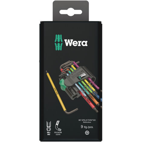 Juego de llaves masculinos acodados TORX® BO Multicolor, Blackláser, 9 unidades