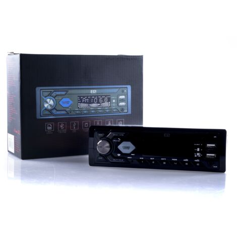 Radio de coche 1 DIN con Bluetooth, USB y carga rápida - AZUL (1/5)