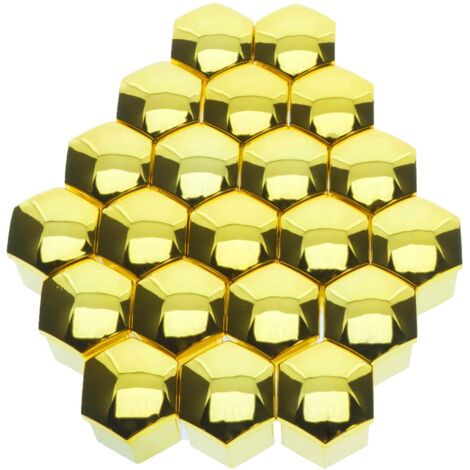 Cubiertas de pernos de llanta metálicas doradas de 17 mm + extractor, 20 piezas. (1/5)