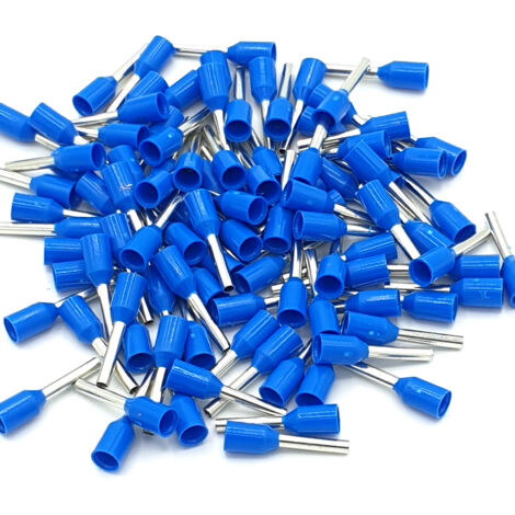100 terminales de cable único azul de 0,75 mm², engarzados con ...