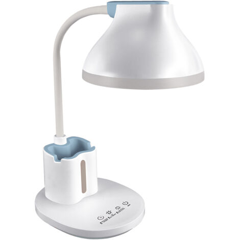 Lámpara de escritorio LED de 7W con color de luz ajustable e interruptor táctil, blanca, marca Debra Ideus 04230. (1/2)