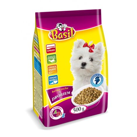 Alimento seco Albahaca 500g con aves para perros 1 ud.