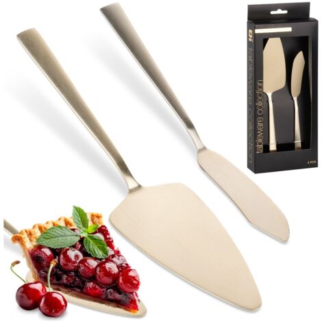 Juego de espátula y cuchillo para pastel, 2 piezas, acero, dorado, EXCELLENT HOUSEWARE 139749