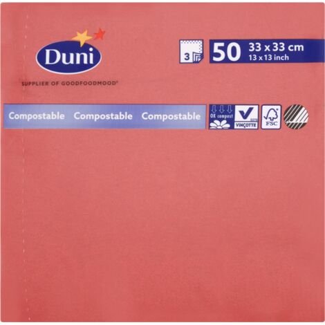 Servilletas Duni de 3 capas, 33x33 cm, color burdeos, 50 unidades. (1/2)
