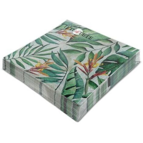 Servilletas Tete a Tete Tropical Garden de 3 capas, 33x33 cm, dobladas en 1/4, 20 unidades por paquete.